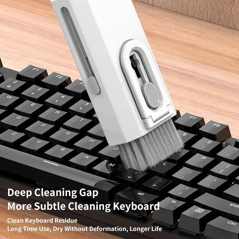 8 in 1 Airpods Cleaner, Cleaning Kit with Keyboard Brush, Earphones Cleaning Pen, Screen Cleaner, and Keycap Puller - White
