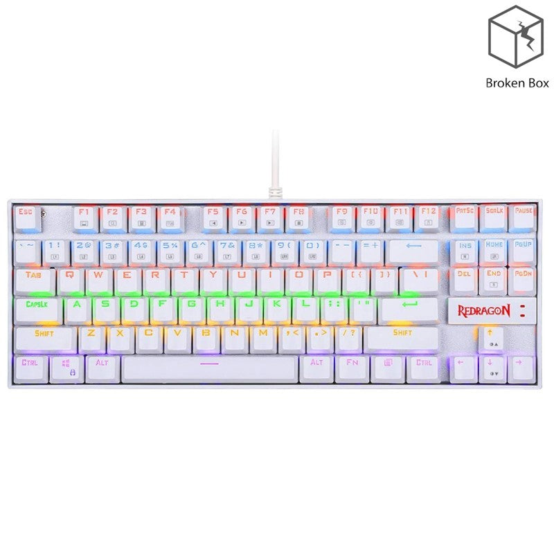 Redragon KUMARA Mechanical Wired Mechanical Gaming Keyboard (Red Switch) - White - Open Box