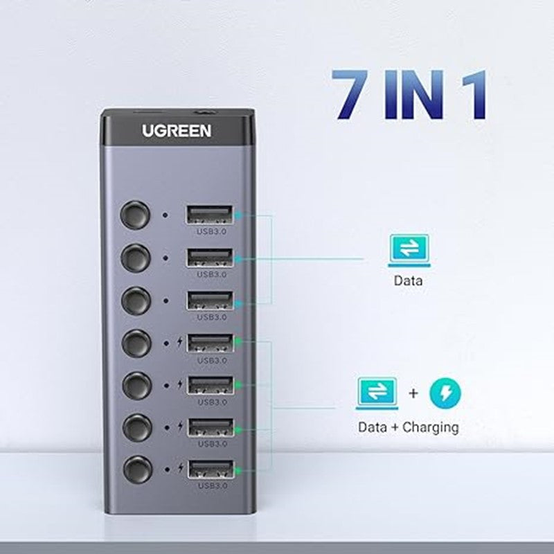 Ugreen USB 3.0 7-Port Hub-12V2A (DC: 5.5) Power Supply (UK)
