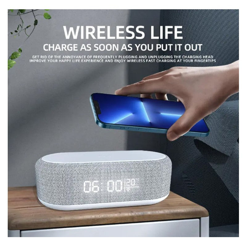 Gadgeton Wireless Charger Alarm Clock Time LED Light Phone Charger 15W Fast Charging Dock Station