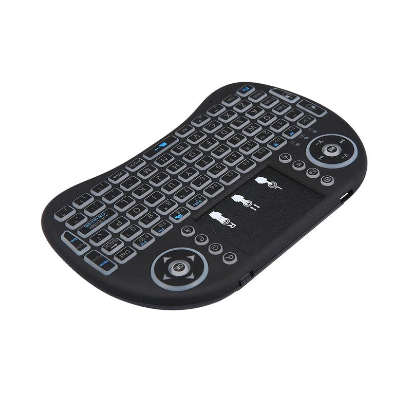 Rechargeable Bluetooth Mini Handheld Backlit Keyboard and Air Mouse Touchpad for Android TV box & Laptops - Black