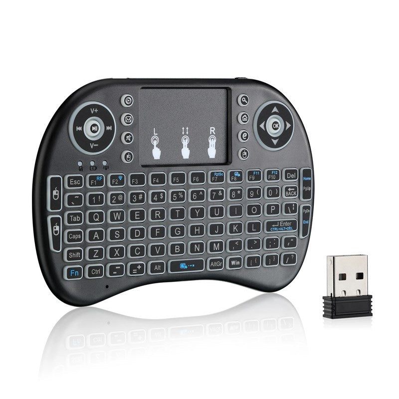 Rechargeable Bluetooth Mini Handheld Backlit Keyboard and Air Mouse Touchpad for Android TV box & Laptops - Black