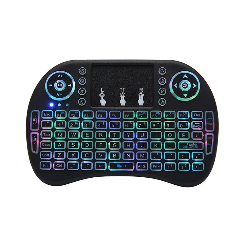 Rechargeable Bluetooth Mini Handheld Backlit Keyboard and Air Mouse Touchpad for Android TV box & Laptops - Black