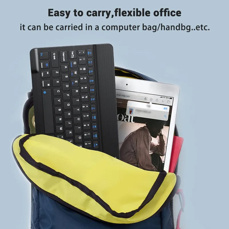 Gadgeton Rechargeable Wireless Bluetooth 10” Keyboard for Tablets, iPad, Smartphones, MacBook & Laptops (English) - Black