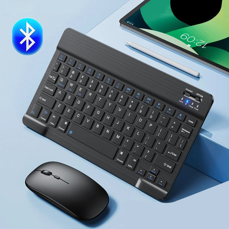 Gadgeton Rechargeable Wireless Bluetooth 10” Keyboard for Tablets, iPad, Smartphones, MacBook & Laptops (English) - Black