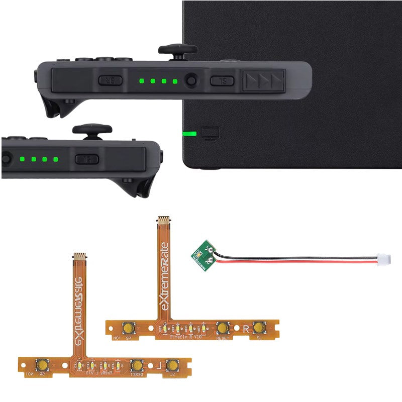 eXtremeRate Firefly LED Tuning Kit for Nintendo Switch Dock NS Left Right SL SR Buttons Ribbon Flex Cable Indicate Power LED -  Pure Green