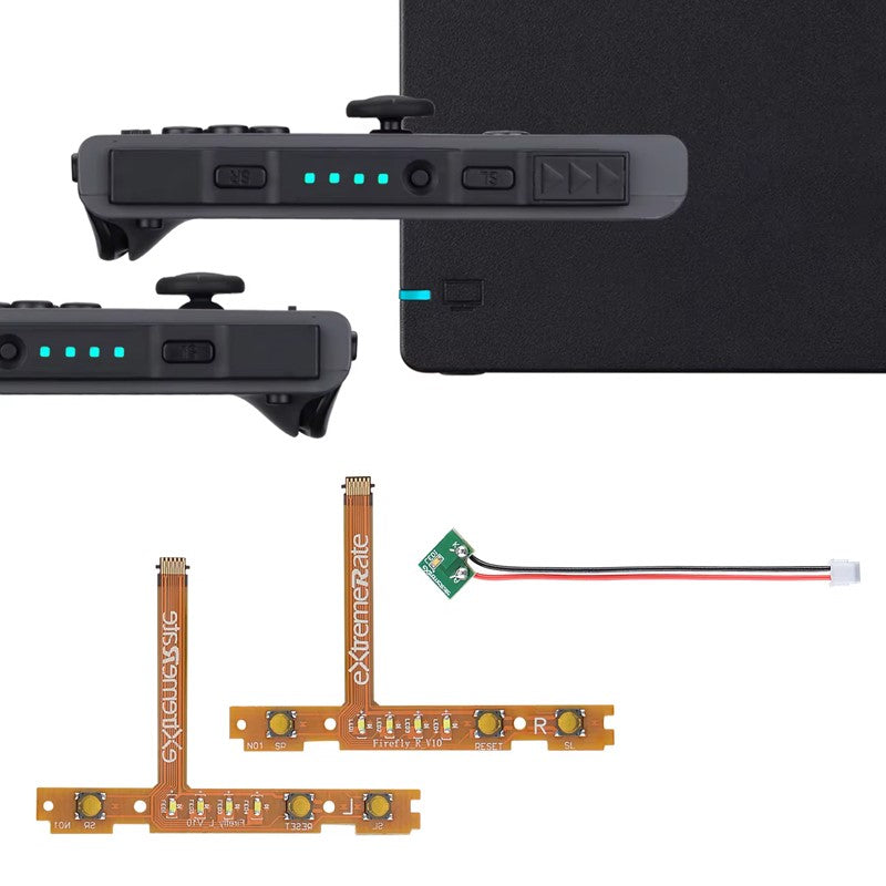 eXtremeRate Firefly LED Tuning Kit for Nintendo Switch Dock NS Left Right SL SR Buttons Ribbon Flex Cable Indicate Power LED -  Ice Blue
