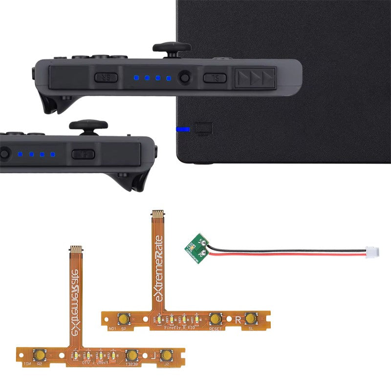 eXtremeRate Firefly LED Tuning Kit for Nintendo Switch Dock NS Left Right SL SR Buttons Ribbon Flex Cable Indicate Power LED - Blue