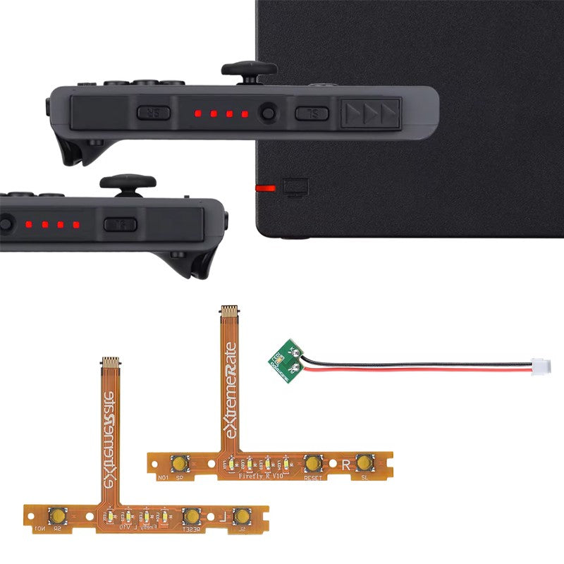 eXtremeRate Firefly LED Tuning Kit for Nintendo Switch Dock NS Left Right SL SR Buttons Ribbon Flex Cable Indicate Power LED - Red