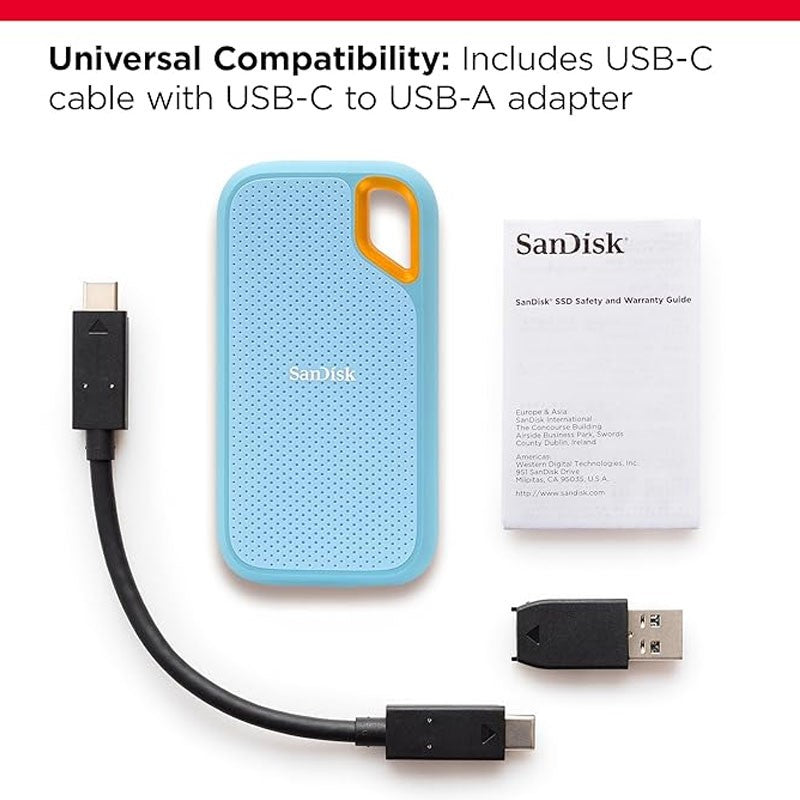 SanDisk 1 TB Extreme Portable SSD (Updated Firmware), 1050MB/s Sky Blue