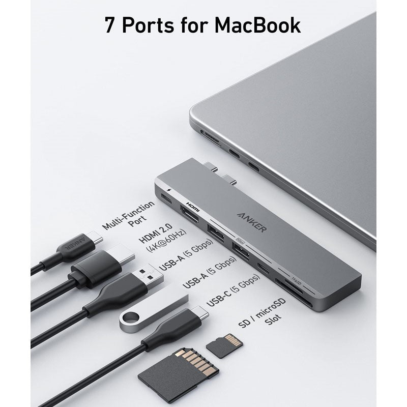 Anker 547 USB-C Hub (7-in-2, for MacBook) - Silver