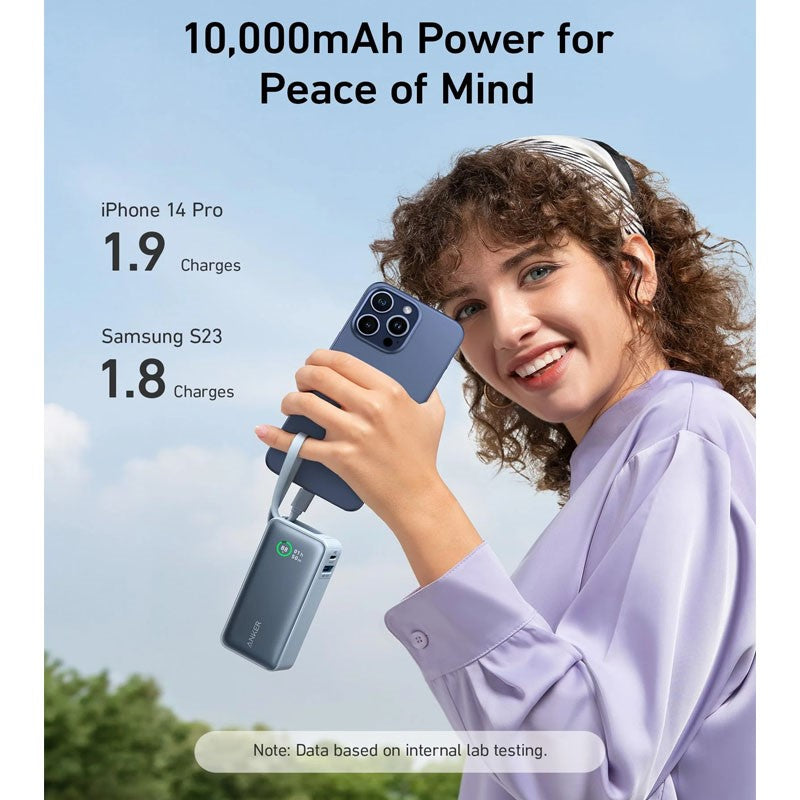 Anker Nano Power Bank (30W, Built-In USB-C Cable) 10000mAh PD - Blue