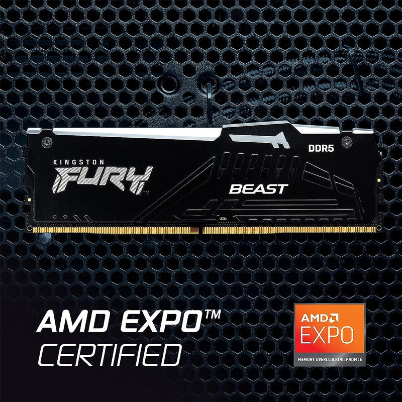 Kingston FURY Beast RGB 32GB (16GB x2) DDR5 6000MT/s RAM Memory Kit - Black