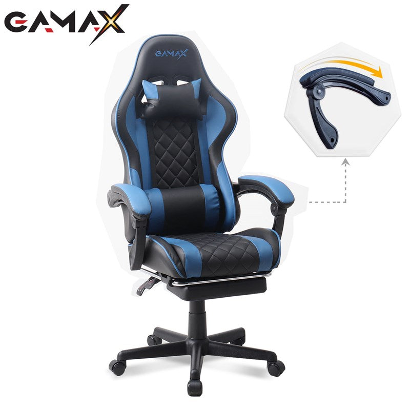 Gamax Gaming Chair Model 1-LT001L with Linkage Function Armrest & Retractable Footrest