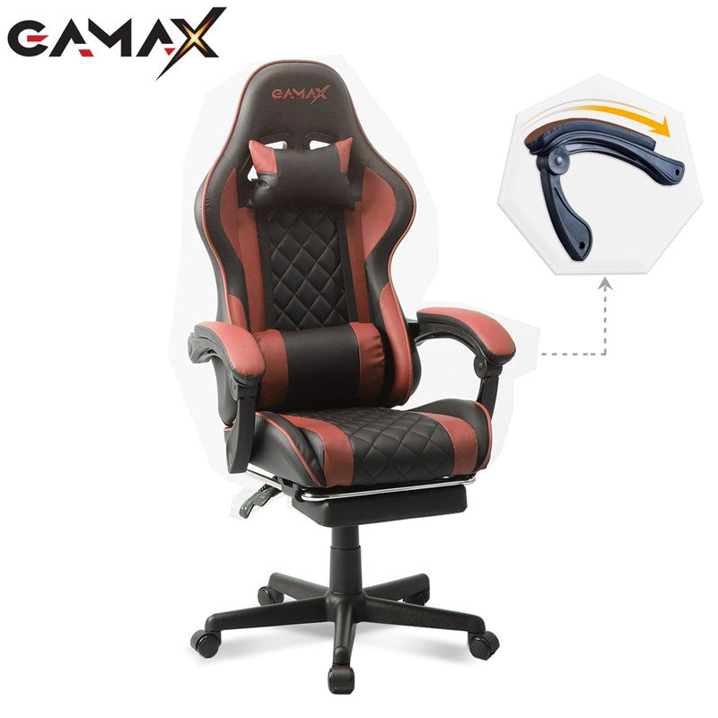 Gamax Gaming Chair Model 1-LT001L with Linkage Function Armrest & Retractable Footrest