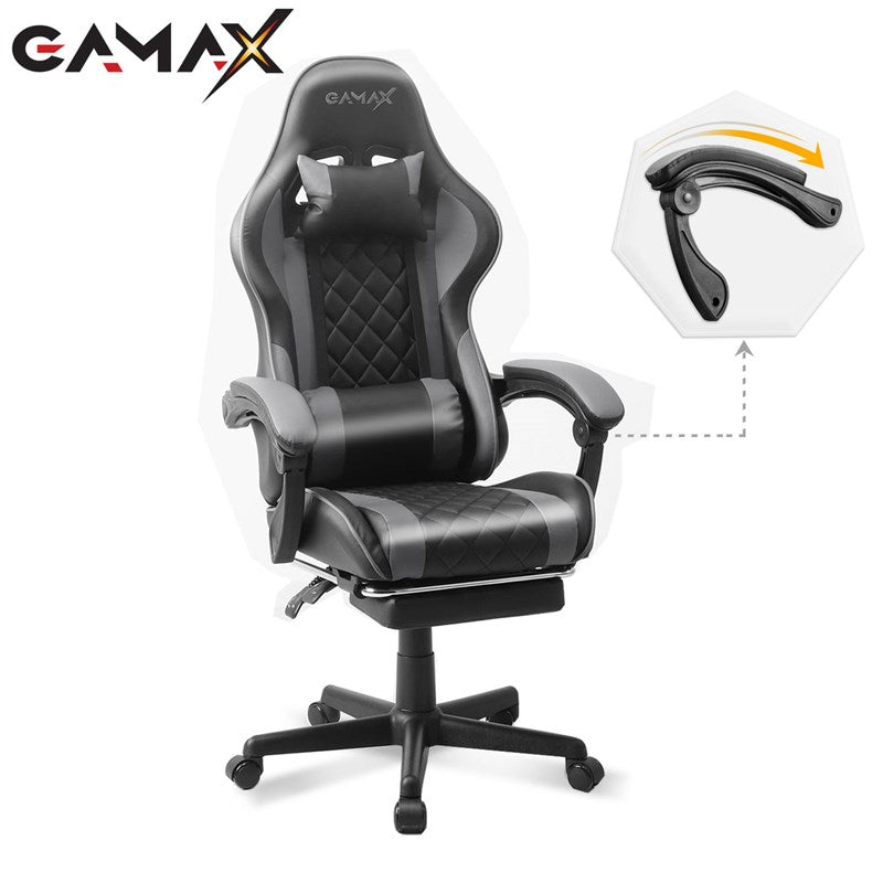 Gamax Gaming Chair Model 1-LT001L with Linkage Function Armrest & Retractable Footrest