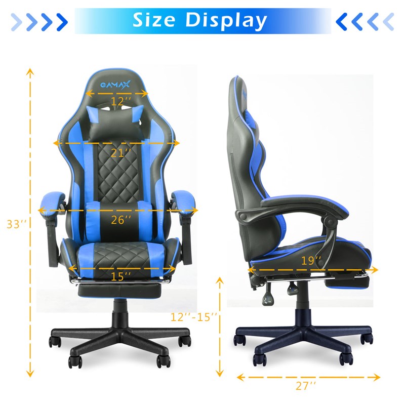 Gamax Gaming Chair Model 1-LT001L with Linkage Function Armrest & Retractable Footrest