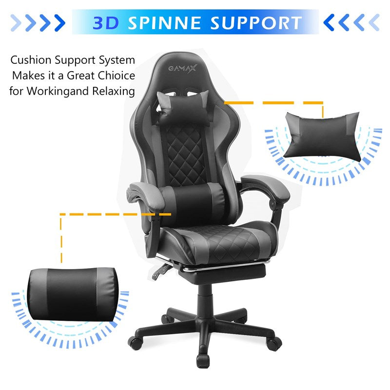 Gamax Gaming Chair Model 1-LT001L with Linkage Function Armrest & Retractable Footrest