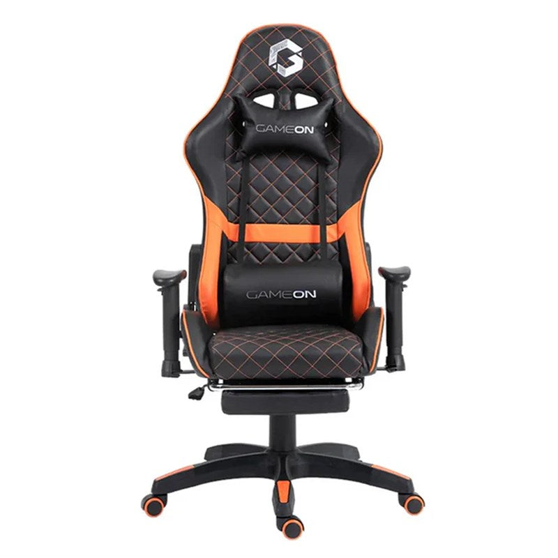 GAMEON Gaming Chair with Foot Rest with Twisted Minds Z-Shaped Gaming Desk Carbon Fiber Texture