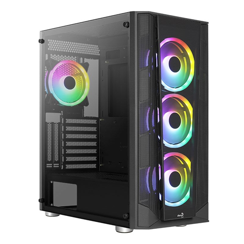 Aerocool Prism G BK V3 ARGB ATX Mid Tower Gaming PC Case - Black