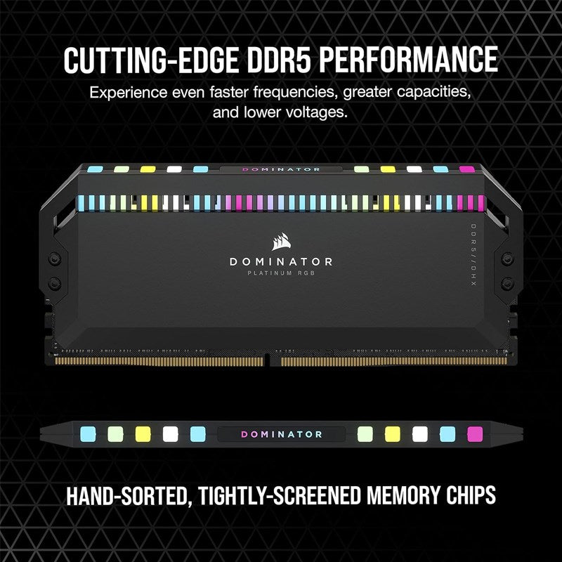Corsair DOMINATOR PLATINUM RGB 32GB (2x16GB) DDR5 DRAM 7200MHz C34 Memory Kit - Black