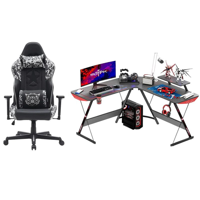 GAMEON Call Of Duty Gaming Chair with GAMEON 3in1 L-Shaped Slayer II XL Series Gaming Desk - Black