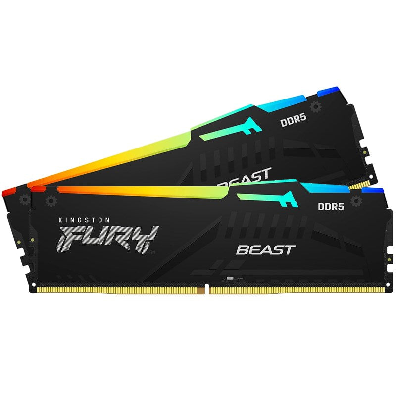 Kingston FURY Beast RGB 16GB (8GB x 2) DDR5 4800MT/s RAM Memory Kit - Black