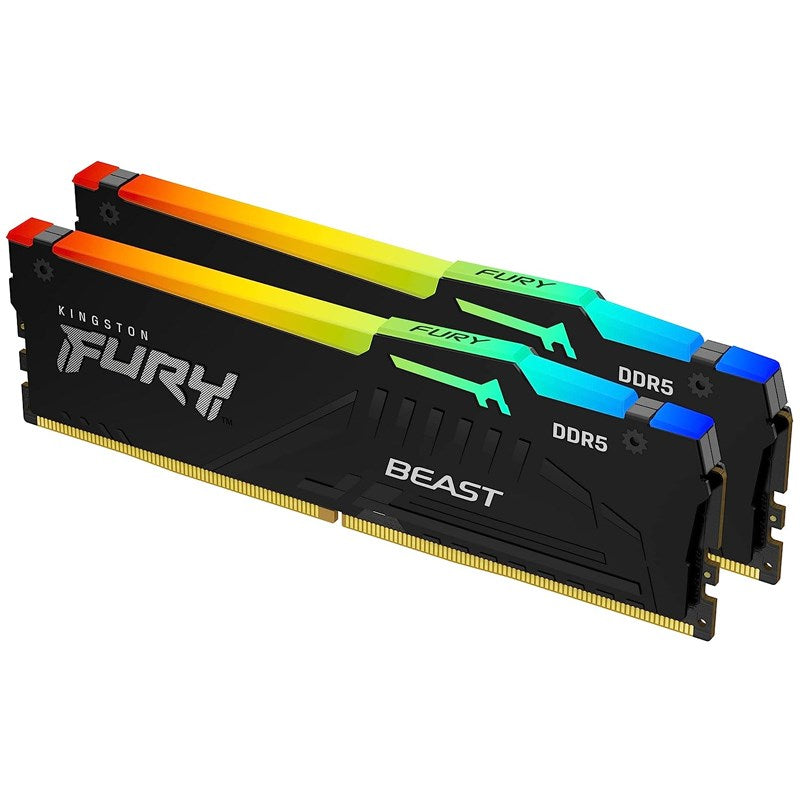 Kingston FURY Beast RGB 16GB (8GB x 2) DDR5 4800MT/s RAM Memory Kit - Black