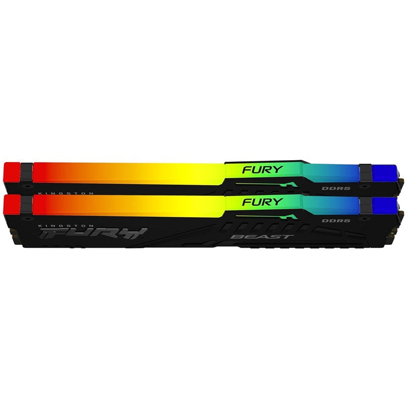Kingston FURY Beast RGB 16GB (8GB x 2) DDR5 4800MT/s RAM Memory Kit - Black