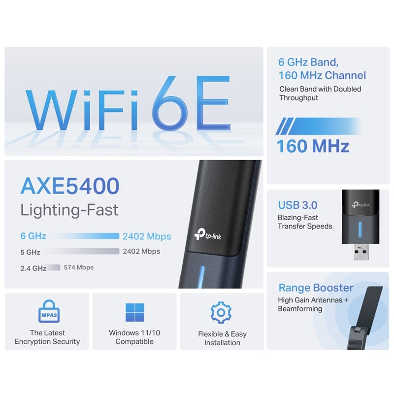 TP-Link Archer TXE70UH New AXE5400 Wi-Fi 6E High Gain Wireless USB Adapter