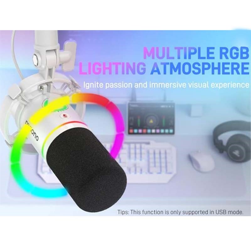 Maonocaster PD200X USB/XLR Dynamic Gaming RGB Microphone – White