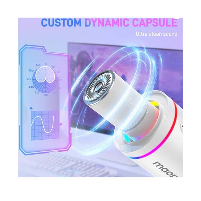 Maonocaster PD200X USB/XLR Dynamic Gaming RGB Microphone – White