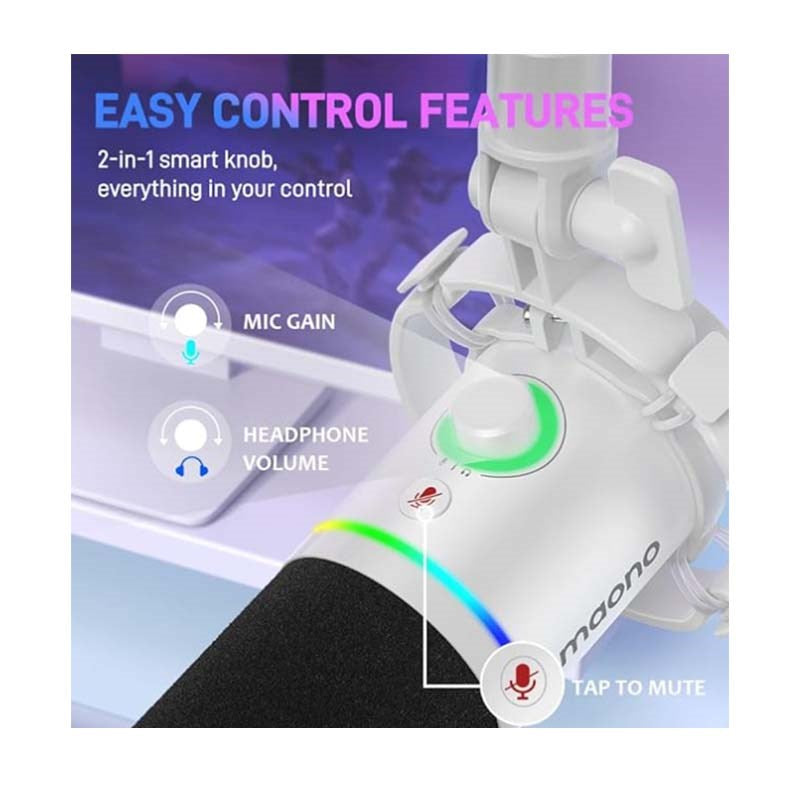 Maonocaster PD200X USB/XLR Dynamic Gaming RGB Microphone – White