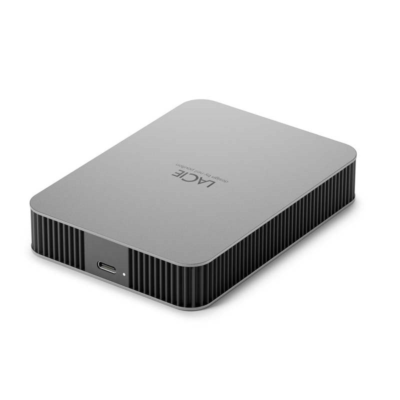 LaCie Mobile Drive, External Hard Drive Portable - Moon Silver, USB-C 3.2, for PC and Mac