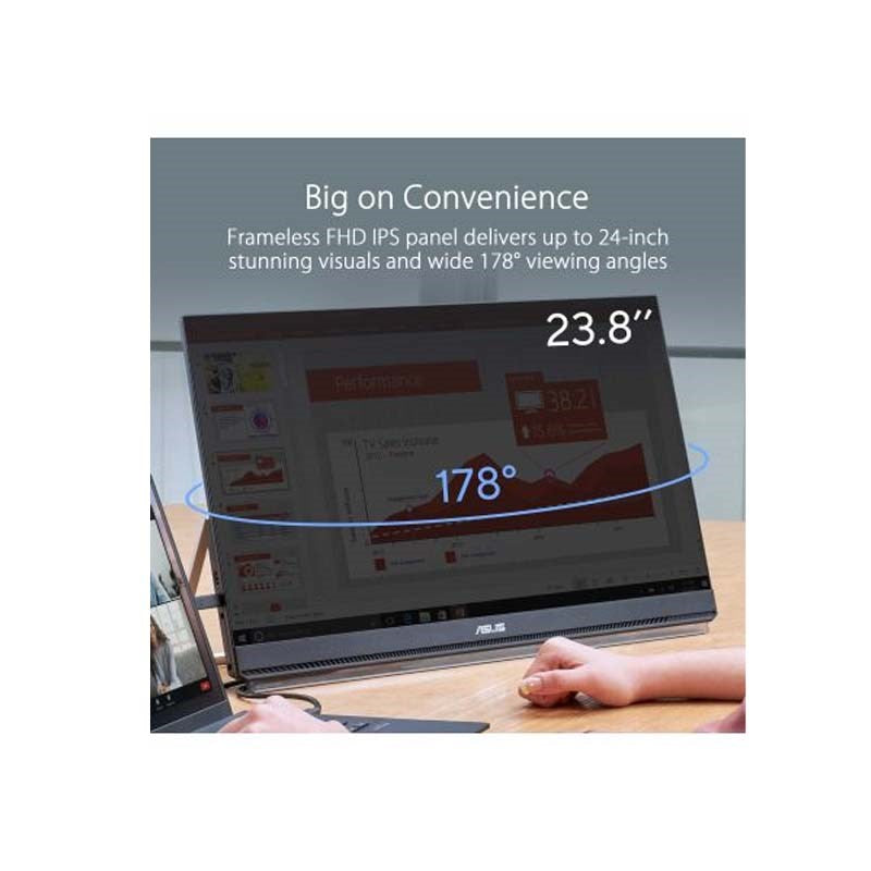 ASUS ZenScreen 24” 1080P Portable USB Monitor (MB249C) - FHD, IPS, Type-C, 3-Year Warranty
