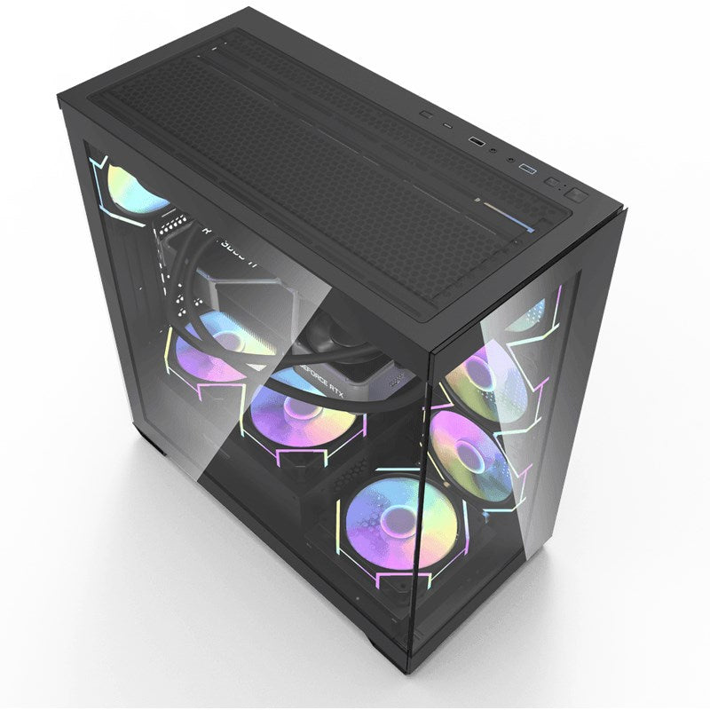 Aigo DarkFlash DS900 Aquarium ATX Mid Tower PC Gaming Case - Black (Fans Not Included)