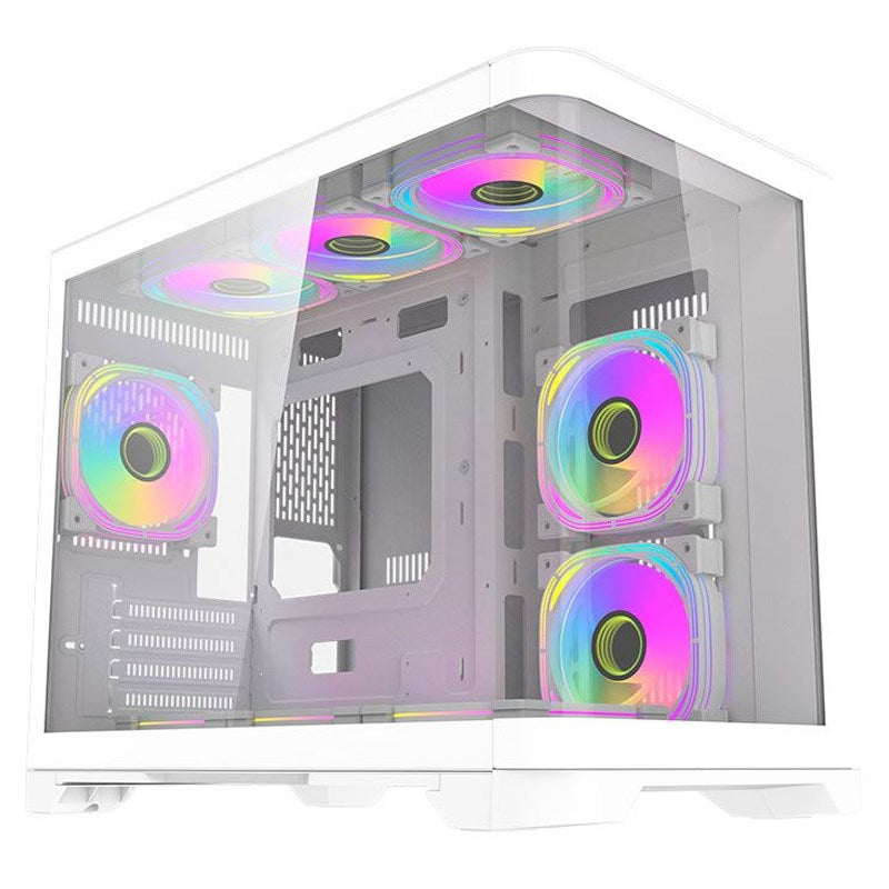 Aigo Darkflash ARC1 M-ATX Curved Tempered Glass Mid Tower Gaming Case  - White (Fans Not Included)