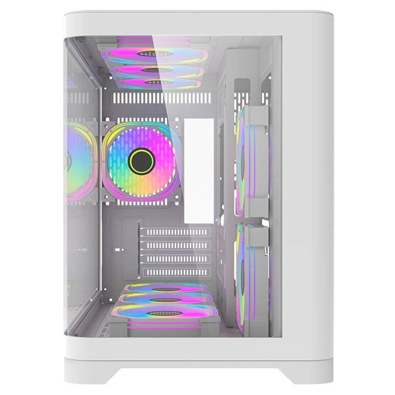 Aigo Darkflash ARC1 M-ATX Curved Tempered Glass Mid Tower Gaming Case  - White (Fans Not Included)