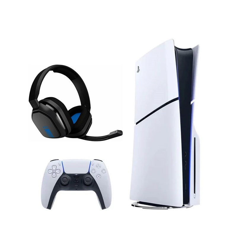 Playstation 5 Disc Console Slim - Arabic Edition with Astro A10 Gaming Headset - Black/Blue