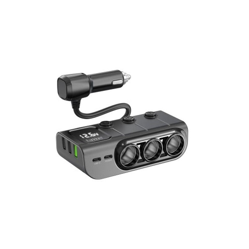 Earldom 120W Fast Charging in Car Charger Splitter, 3 USB, 2 PD, 3 Lighter Slots