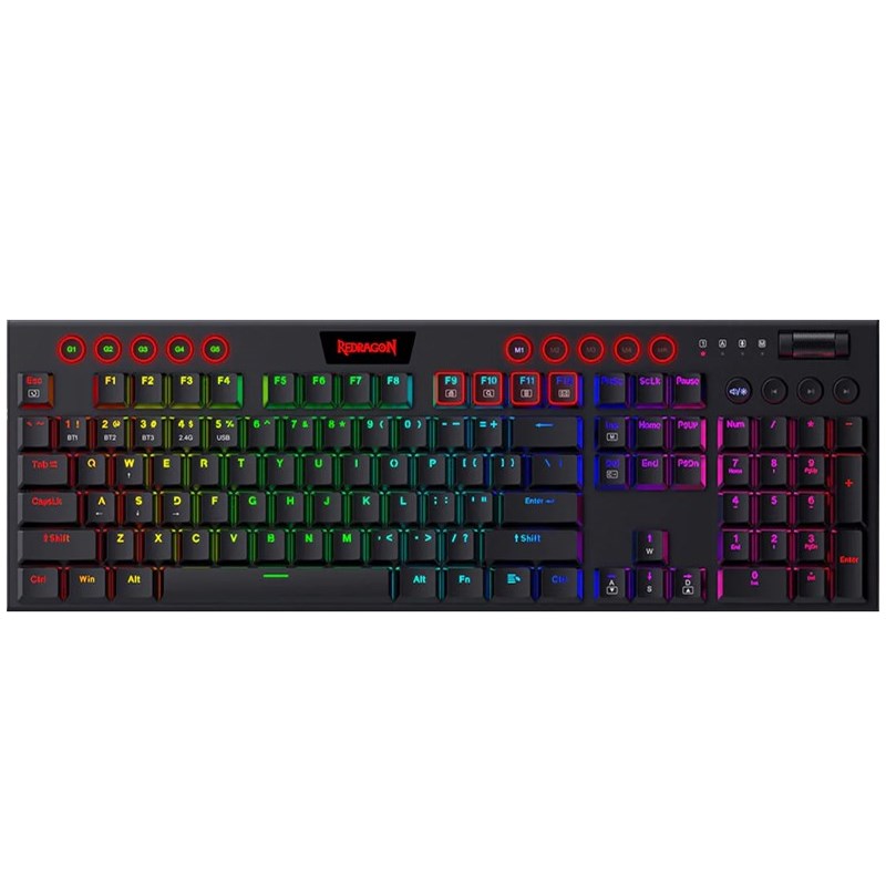 Redragon Horus K618 PRO RGB Wired/Bluetooth Mechanical Gaming Keyboard (Red Switch) - Black