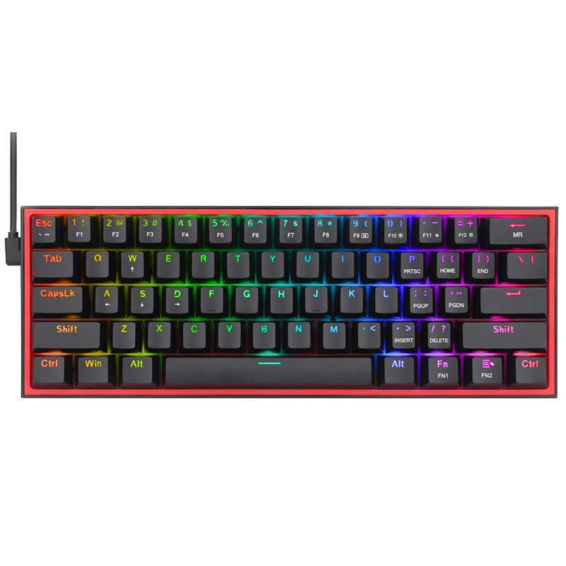 Redragon Fizz K617 60% Wired RGB Mechanical Gaming Keyboard (Red Switch) - Black