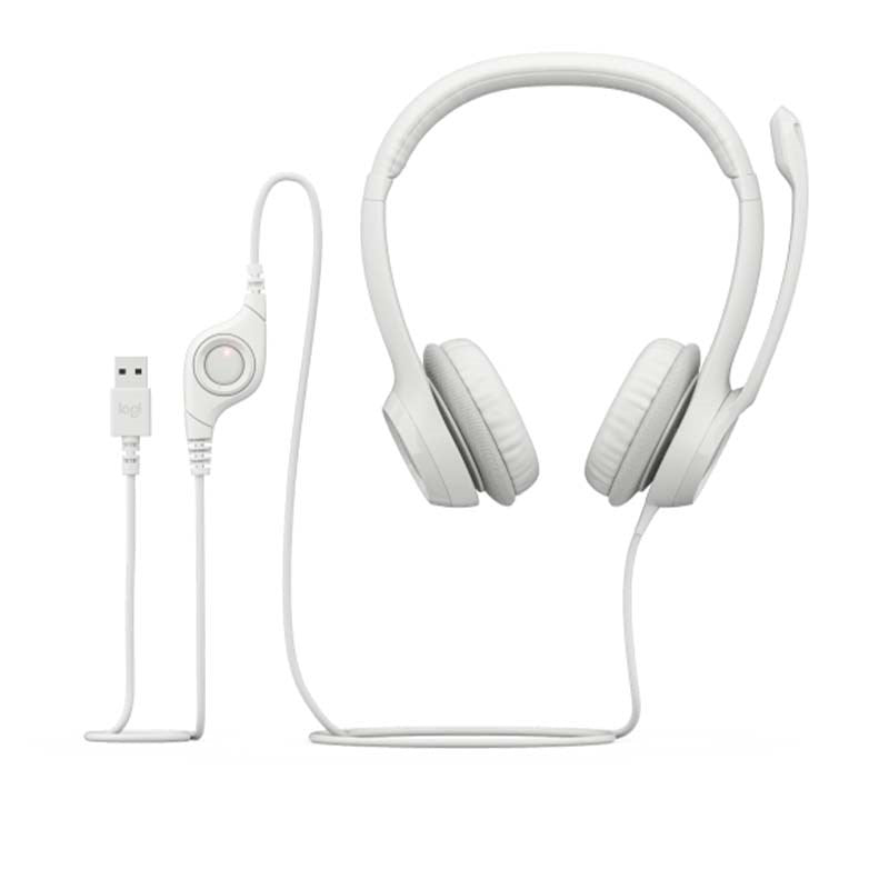 Logitech H390 USB Headset with Noise-Cancelling Mic - White