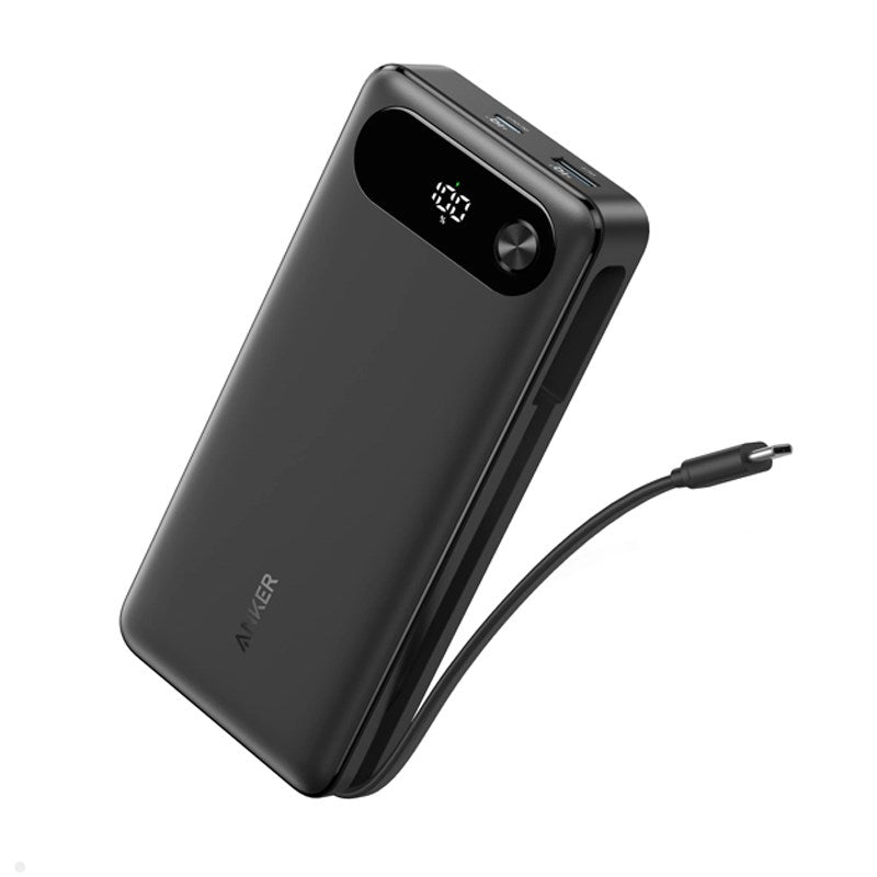 Anker Power Bank 20K, 87 Watts, Built-In USB-C Cable, Black