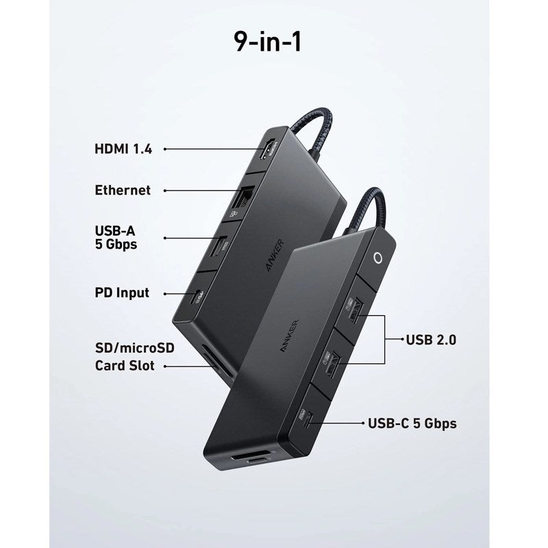 Anker 552 USB-C Hub 9-in-1, 4K HDMI, Black