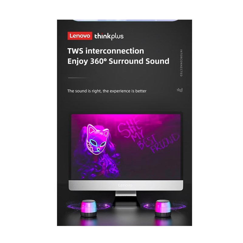 Lenovo Thinkplus K3 Plus Portable Wireless Speaker with RGB Lighting - Black