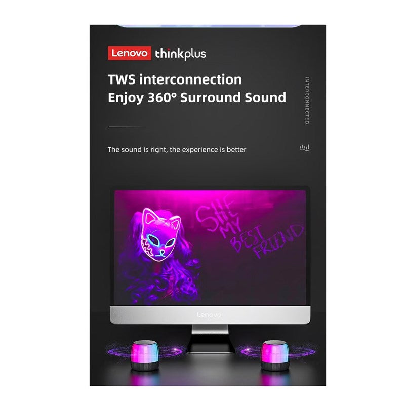 Lenovo Thinkplus K3 Plus Portable Wireless Speaker with RGB Lighting - Black