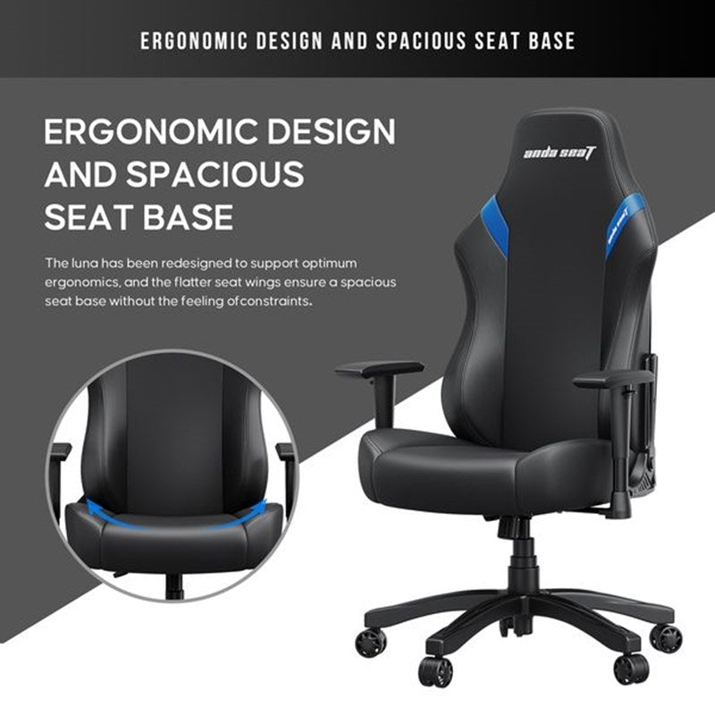 Andaseat Luna Series Gaming Chair Large - Black/Blue