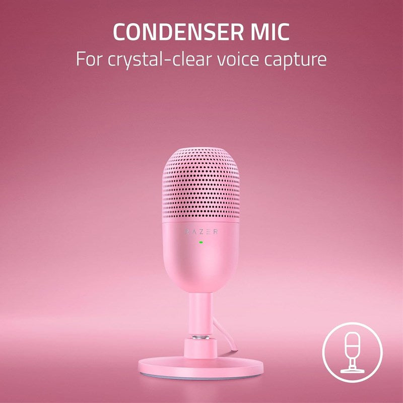 Razer Seiren V3 Mini Ultra-Compact USB Microphone with Tap-to-Mute - Quartz