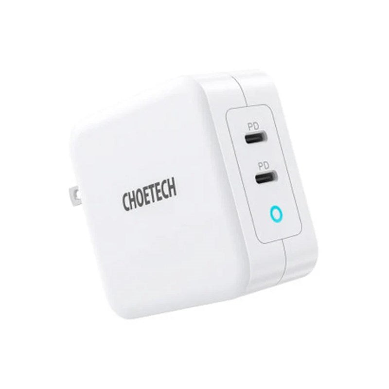Choetech PD 100W GaN Dual USB-C UK Charger with CC Cable - White - Open Box